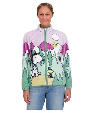 Character Jacket Women Snoopy  Zip Front Scenic Cozy Winter Size Large NWT